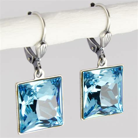 Grevenk Mper Ohrringe Swarovski Kristall Silber Carr E Mm Blau Aquamarin