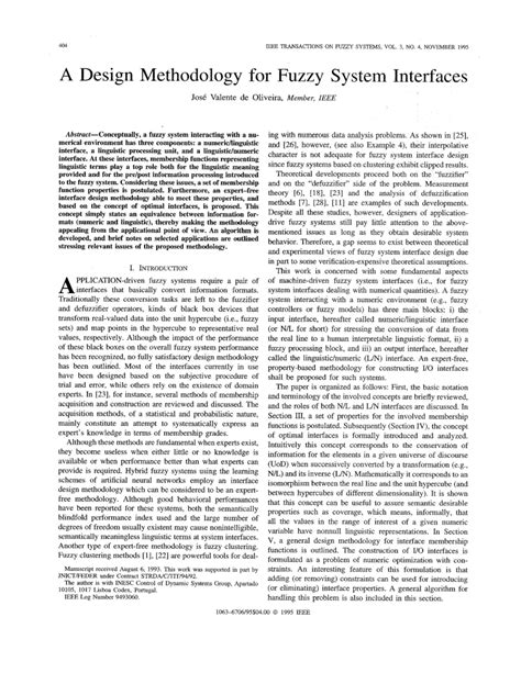 (PDF) A Design Methodology for Fuzzy System Interfaces