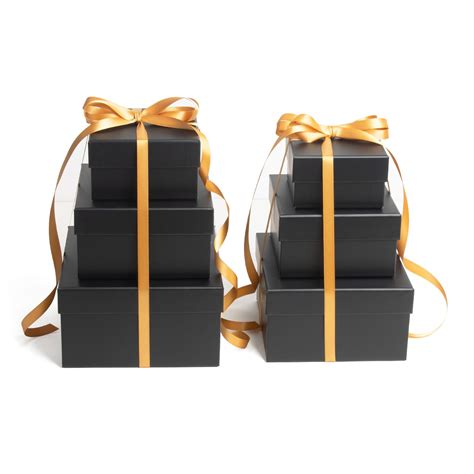 CHARMGIFTBOX 6 Pack Large Nesting Gift Boxes with Lids, Black Square ...