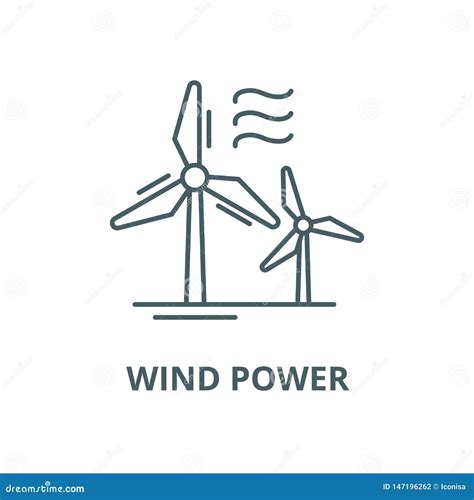 Pictogram Van De Windenergie Het Vectorlijn Lineair Concept