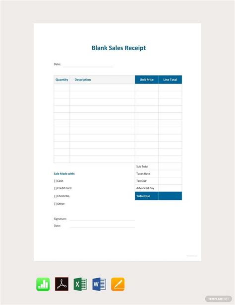 Blank Receipt Template In Pdf Basic Free Receipt Templates Samples