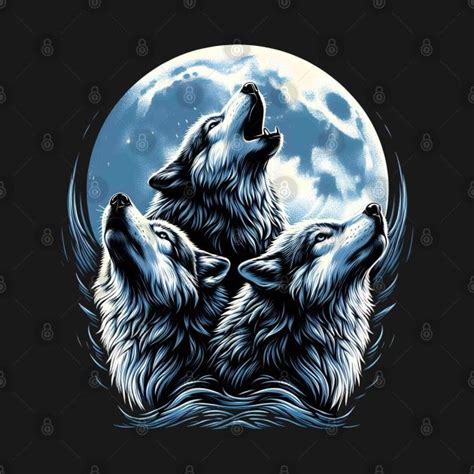 Three Animal Wolves 3 Gray Wolf Howling At The Moon Wild Animal By