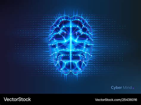 Robot Or Cyber Brain Human Mind With Circuit Vector Image