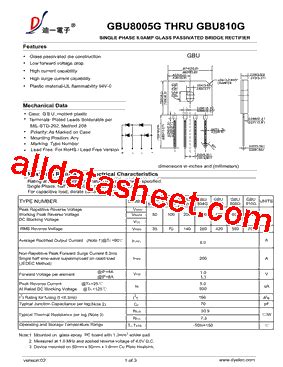 Gbu G Datasheet Pdf Diyi Electronic Technology Co Ltd