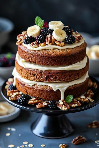 Premium Photo Homemade Banana Oat Flour Cake Served On Plate