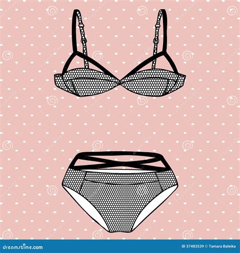 Hand Drawn Vector Lingerie Set 37483539