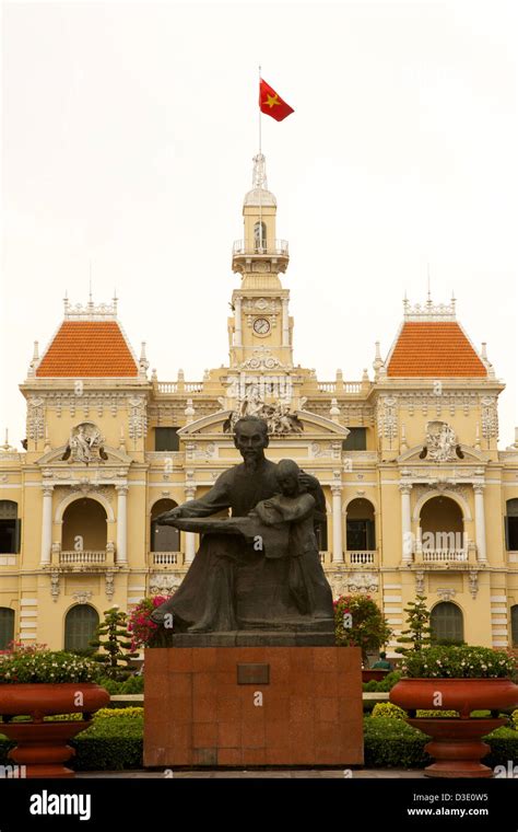 Ho Chi Minh Statue in front of Ho Chi Minh City Hall in Ho Chi Minh ...