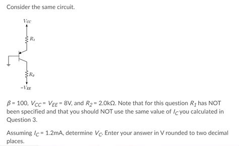 Solved Consider The Circuit Shown Below Vcc R R Vee B Chegg