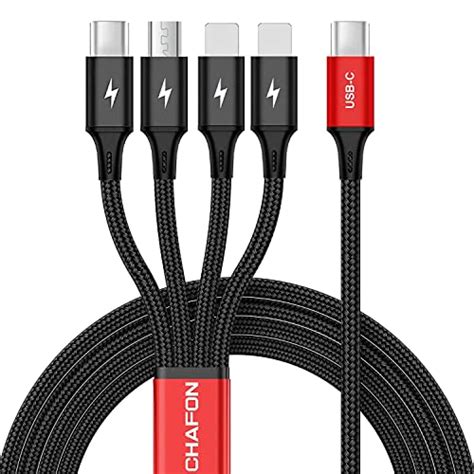 Chafon Usb C To Multi Charging Cable4 In 1 Charger Cord Nylon Braided Adapter With Type Cmicro