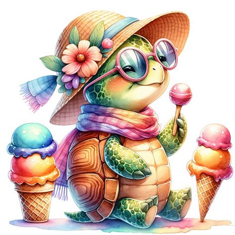 Summer Fun Turtle Delight Stock Illustration Illustration Of