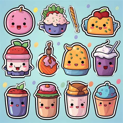 Premium AI Image | A cute set of food pattern stickers