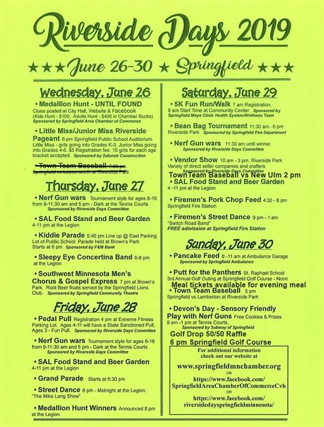 The scheduled Riverside Days events for Thursday, June 27th are (weather permitting ...