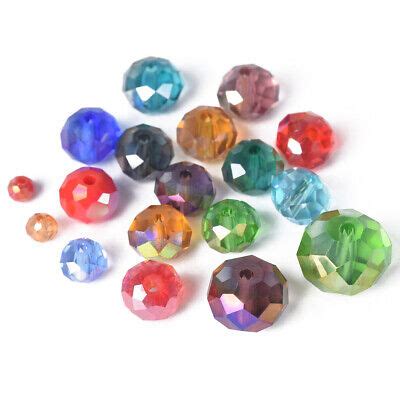 Plated Roundelle Faceted Crystal Glass Loose Beads Mm Mm Mm Mm Mm