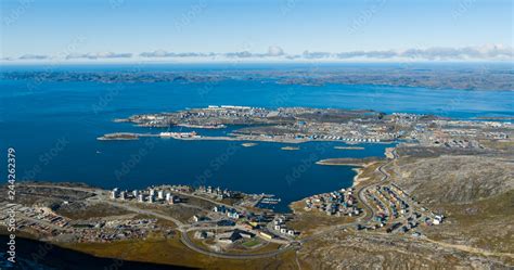 Greenlands Capital Nuuk Largest City In Greenland Aerial View Drone