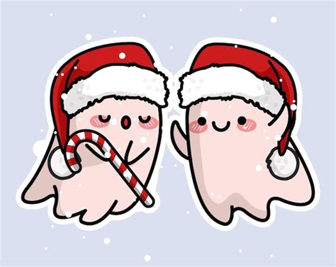 Premium Vector Cute Ghost Celebrating Christmas