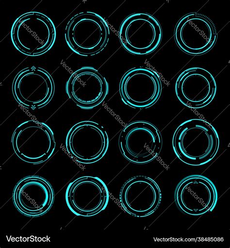 Hud Round Frames Aim Control Target Interface Vector Image