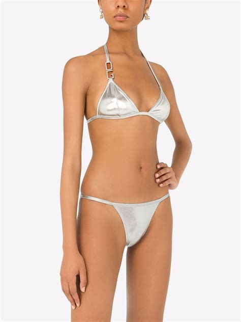 Dolce Gabbana Dg Logo Triangle Bikini Silver Farfetch Uk