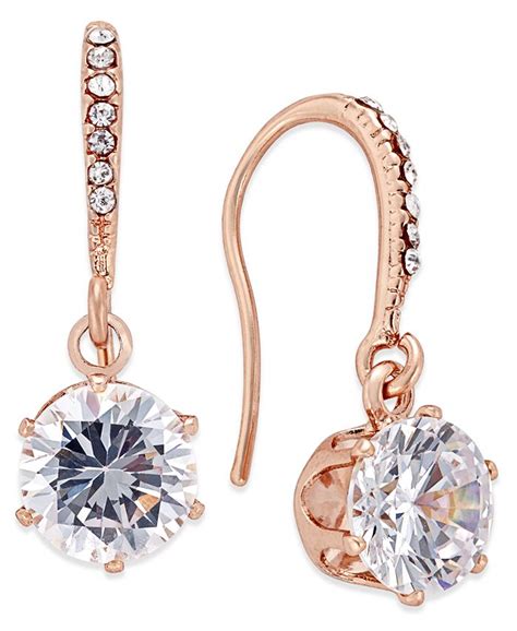 Charter Club Rose Gold Tone Cubic Zirconia Drop Earrings Created For