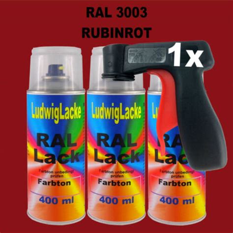 Rubinrot RAL 3003 glänzend 400ml 3 Spray Lackspray Autolack Haltegriff