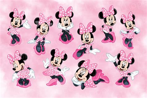 Pink Minnie Mouse, PNG and Outline - Etsy