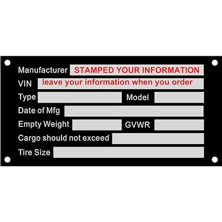 Amazon Beyondcity Custom Engraved Aluminum Vehicle Identification