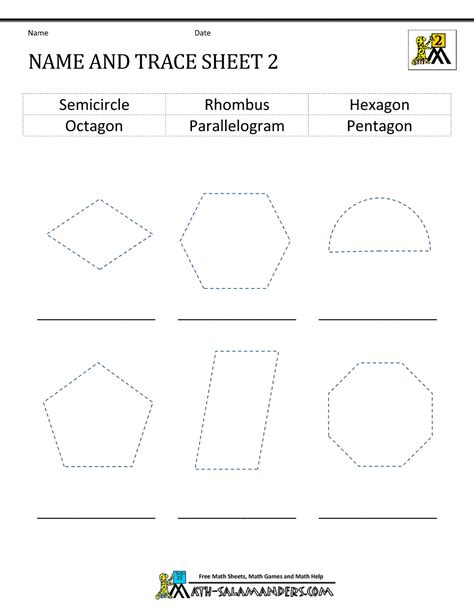 2d Shapes Worksheets 2nd Grade