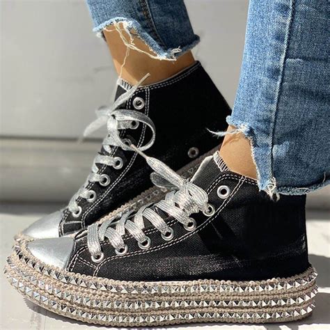 Sagace Casual Shoes Women Lace Up High Top Shoes Female Sneakers Leopa