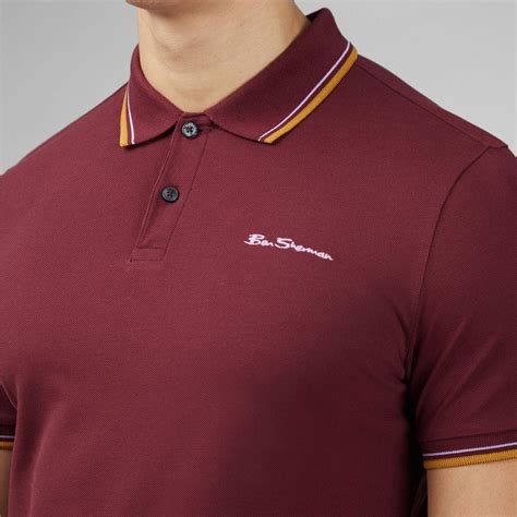 Ben Sherman Mod Tipped Signature Pique Polo Shirt In Port