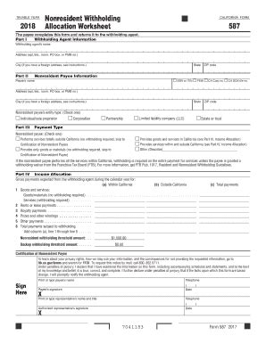 Fillable Online 2018 Instructions For Form 587 Nonresident Withholding