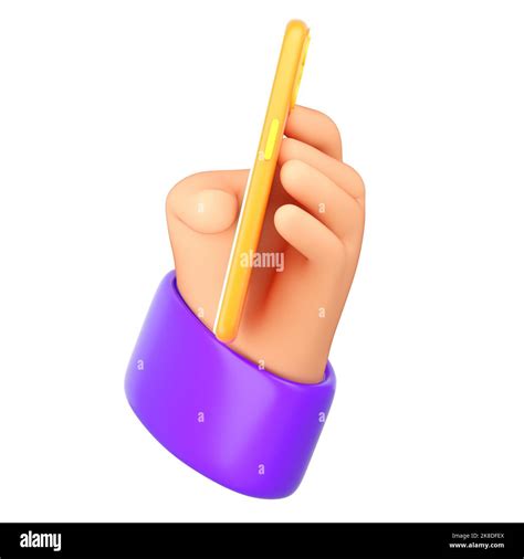 D Cartoon Human Hand Hold Smartphone Using Phone Concept Realistic