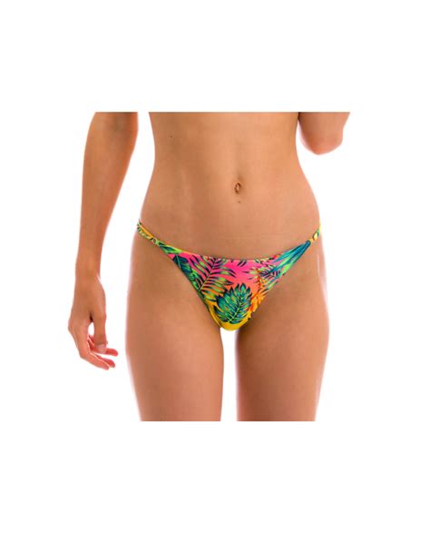 Braguita De Bikini Brasileña Ajustable Con Llamativo Estampado Tropical