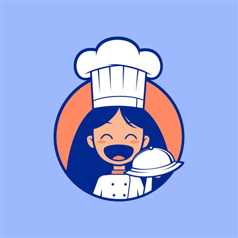 Funny female chef cooking master cartoon emblem logo 11458313 Vector ...