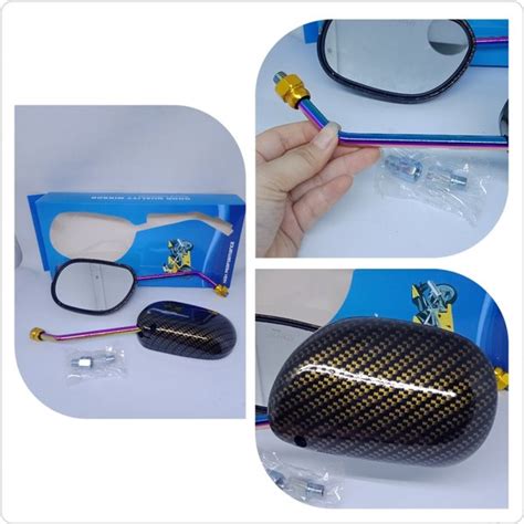 Jual Spion Mio Carbon Rainbow Pelangi Gagang Panjang Buat Motor Honda