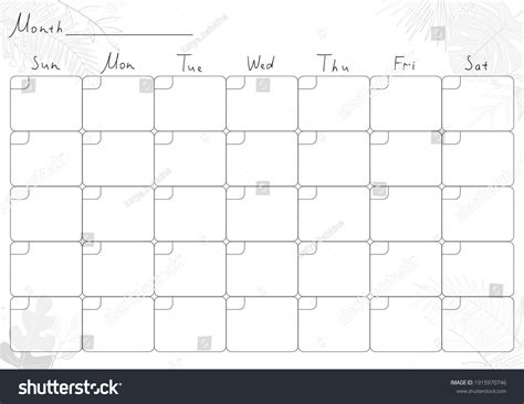 Printable A4 Paper Sheet Monthly Planner Stock Vector (Royalty Free ...