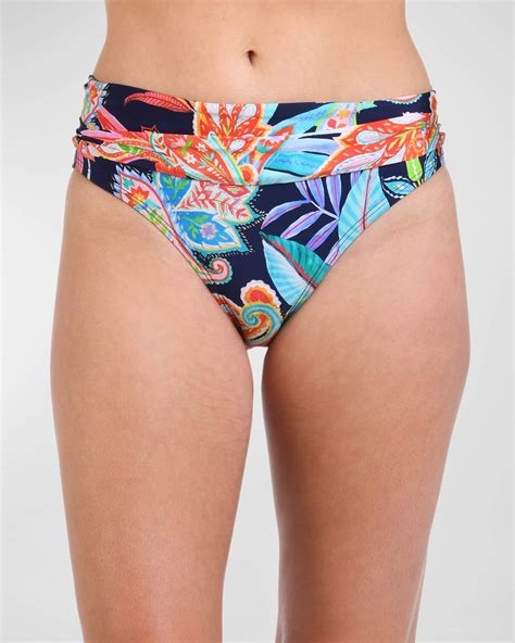 La Blanca Tropidelic Paisley Shirred Bikini Bottoms Neiman Marcus