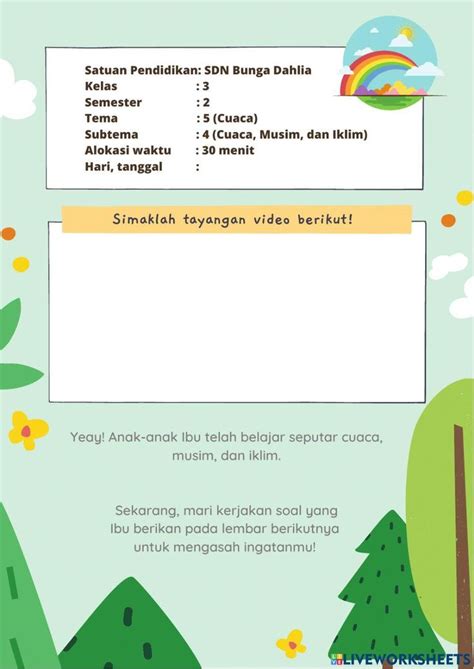 E Lkpd Kelas Tema Cuaca Interactive Worksheet Worksheets