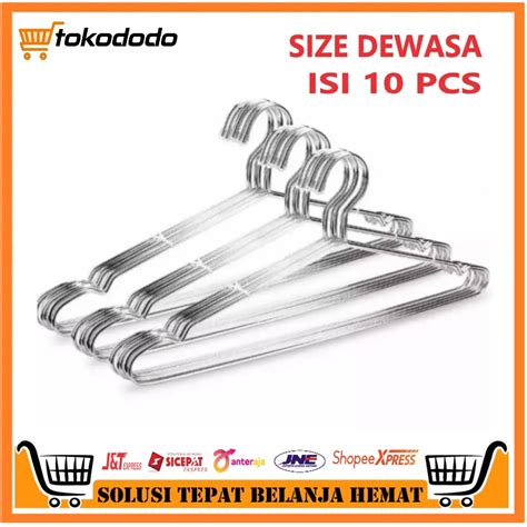 Jual Hanger Kawat Stainless Gantungan Baju Kawat Anti Karat Isi 10 Pcs