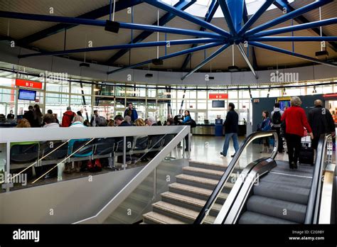 Stairs And Escalator Leading To Departure Boarding Gate Gates At