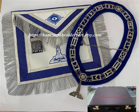 Masonic Regalia Senior Warden Apron Blue With Chain Collar Jewel With