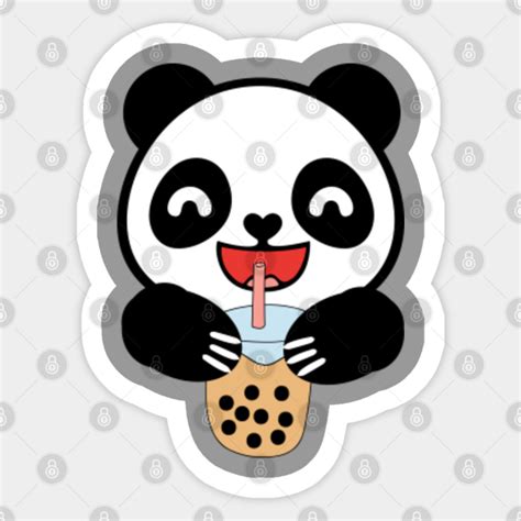 Kawaii Panda Drinking Boba Tea Panda Sticker Teepublic