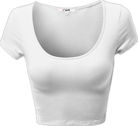 Awesome21 Womens Basic Scoop Neck Slim Fit Short Sleeve Crop Tops