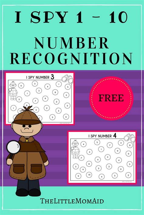 I Spy Number Recognition Worksheets 0 10 Math Centers Kindergarten