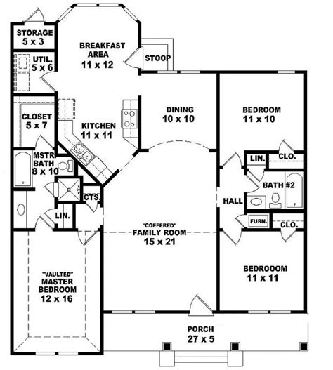 One Story 3 Bedroom 2 Bath Floor Plans Bedroom Poster