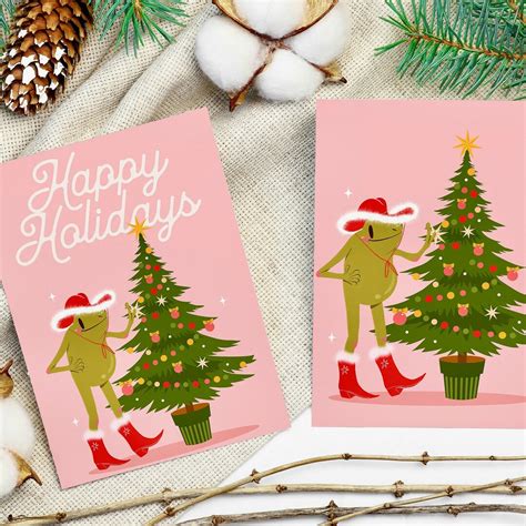 Multipack Printable Frog Christmas Cards Instant Download Holiday Cards