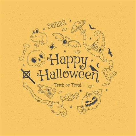 Premium Vector Happy Halloween Big Set Of Horror Hand Drawn Doodle Collection Halloween And