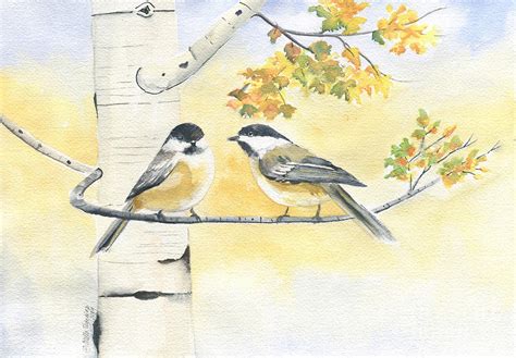 Chickadee And Birch Tree Painting By Melly Terpening Fine Art America