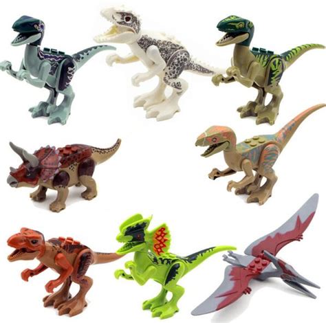 8 pçs set Park2 Mundo Jurássico Dinossauros Figuras DIY Educacional