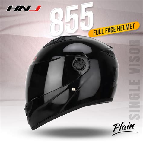 Hnj Plain Full Face Helmet For Motorcycle Single Visor Shopee