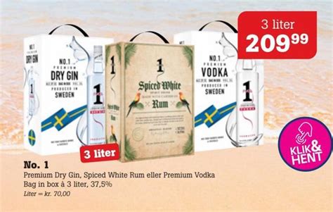 No 1 Premium Dry Gin Spiced White Rum Eller Premium Vodka Tilbud Hos