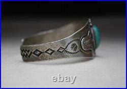 Vintage Fred Harvey Era Navajo Sterling Silver Turquoise Cuff Bracelet